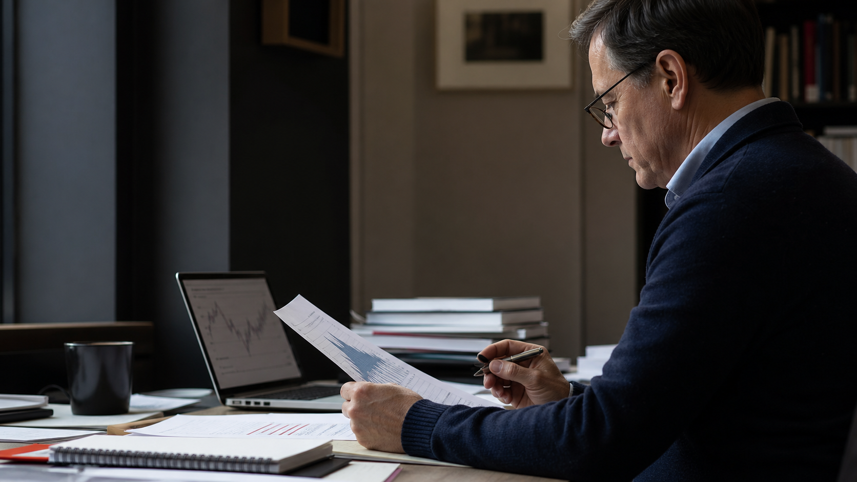 Independent analyst reviewing market research documents
